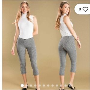 Betabrand Dress Crop Pants Yoga Pants - Checkered